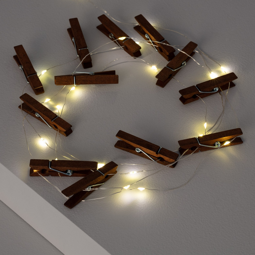 LED-Girlande mit Holzklemmen