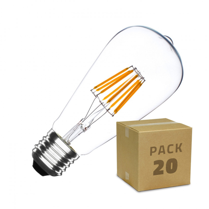 20er Pack LED-Glühbirnen E27 Filament Dimmbar 5.5W ST64 Big Lemon Warmes Weiss