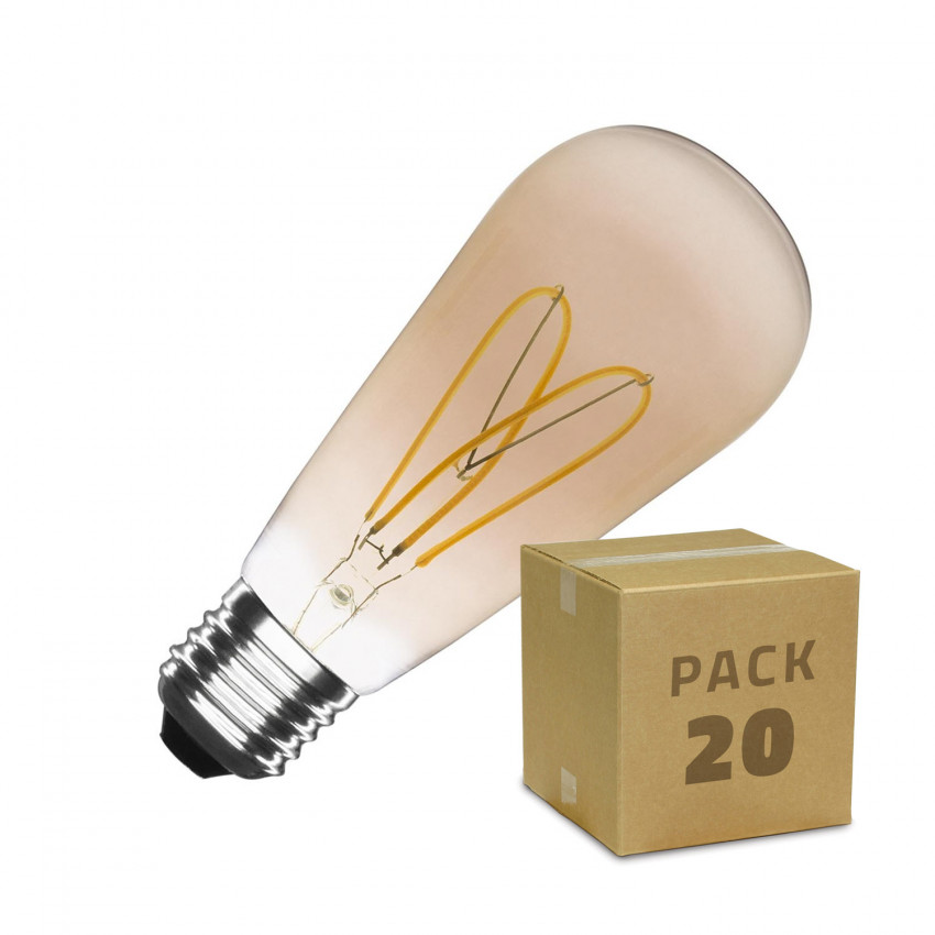 20er Pack LED-Glühbirnen E27 Filament Dimmbar 4W ST64 Gold Big Lemon Warmes Weiss