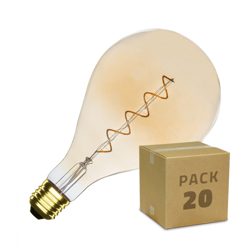 20er Pack LED-Glühbirnen E27 Dimmbar Filament Spiral Gold PS165 4W Warmes Weiss