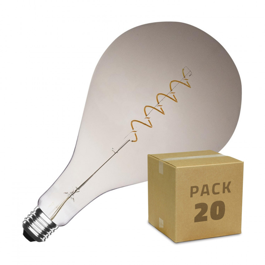 20er Pack LED-Glühbirnen E27 Dimmbar Filament Spiral Smoke PS165 4W Warmes Weiss