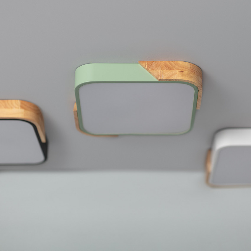 LED-Deckenleuchte Holz 18W Eckig Semi-Dari CCT Wählbar