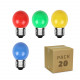 Pack de 20 Bombilla LED E27 G45 3W Colores Parchís