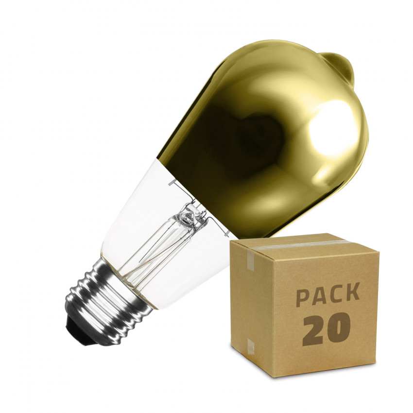 20er Pack LED-Glühbirnen E27 Filament Dimmbar 5.5W ST64 Gold Reflect Big Lemon Warmes Weiss