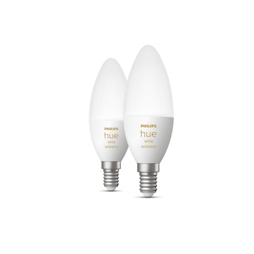 2er Pack LED-Glühbirne E14 White Ambiance B39 5.2W PHILIPS Hue