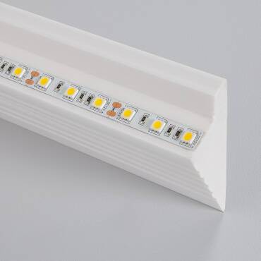 Moulure Diagonale Modern 2m pour Ruban LED Blanc