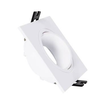 Collerette Downlight Carrée Orientable pour Ampoule LED GU10/GU5.3 Coupe Ø 75mm Noir