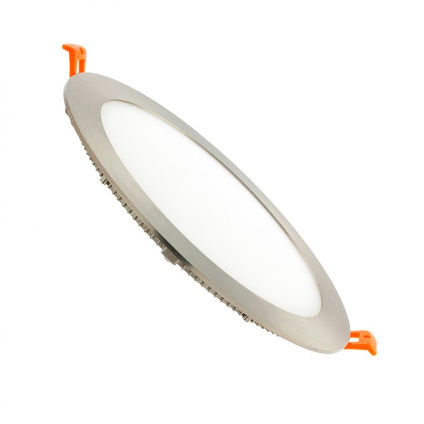 Dalle LED Ronde Extra-Plate 15W Argentée Coupe Ø 185 mm