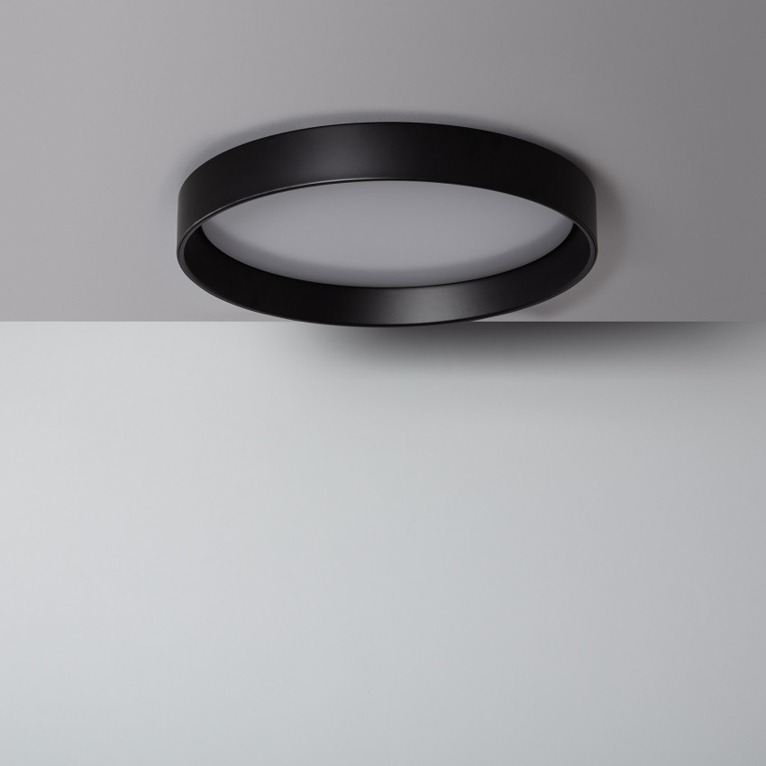 Plafonnier LED Rond Métal 30W CCT Sélectionnable Black Design Ø550 mm 