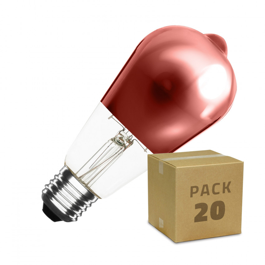 Boîte de 20 Ampoules LED E27 Filament Dimmable 7.5W ST64 Copper Reflect Big Lemon Blanc Chaud