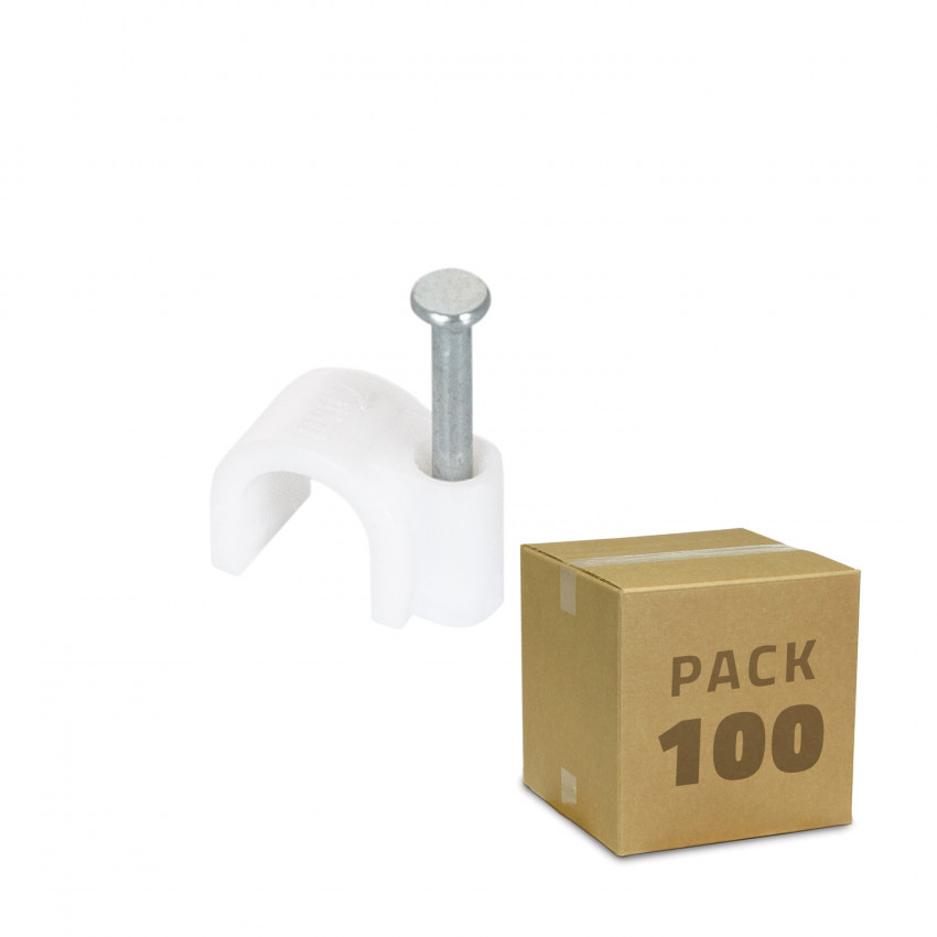 Pack de 100 Attaches Fixation Câble Blanc