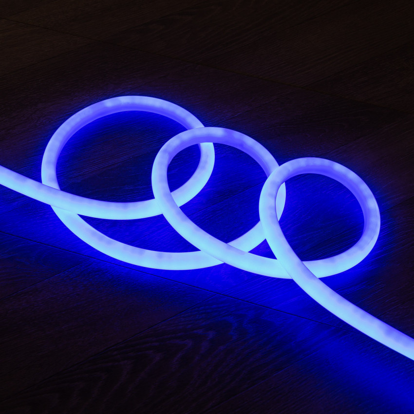 Néon LED Flexible 360º Rond Dimmable 120LED/m 220V AC Bleue IP67 sur Mesure Coupe tous les 100cm 