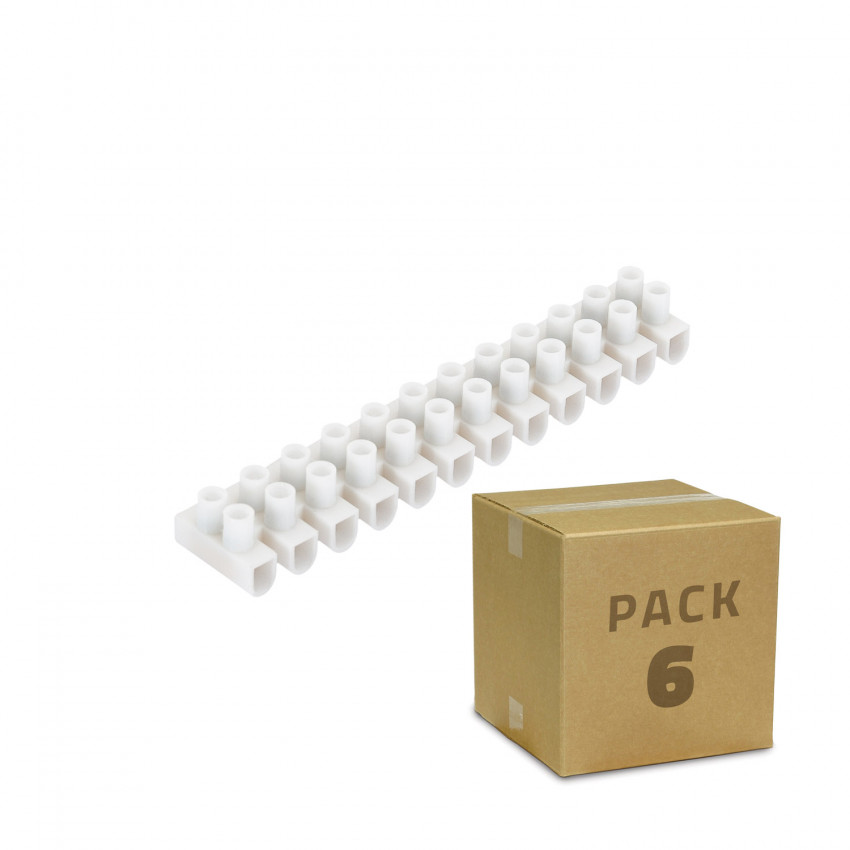 Pack 6 Dominos de Connexion Électrique 12 Plots Blanc