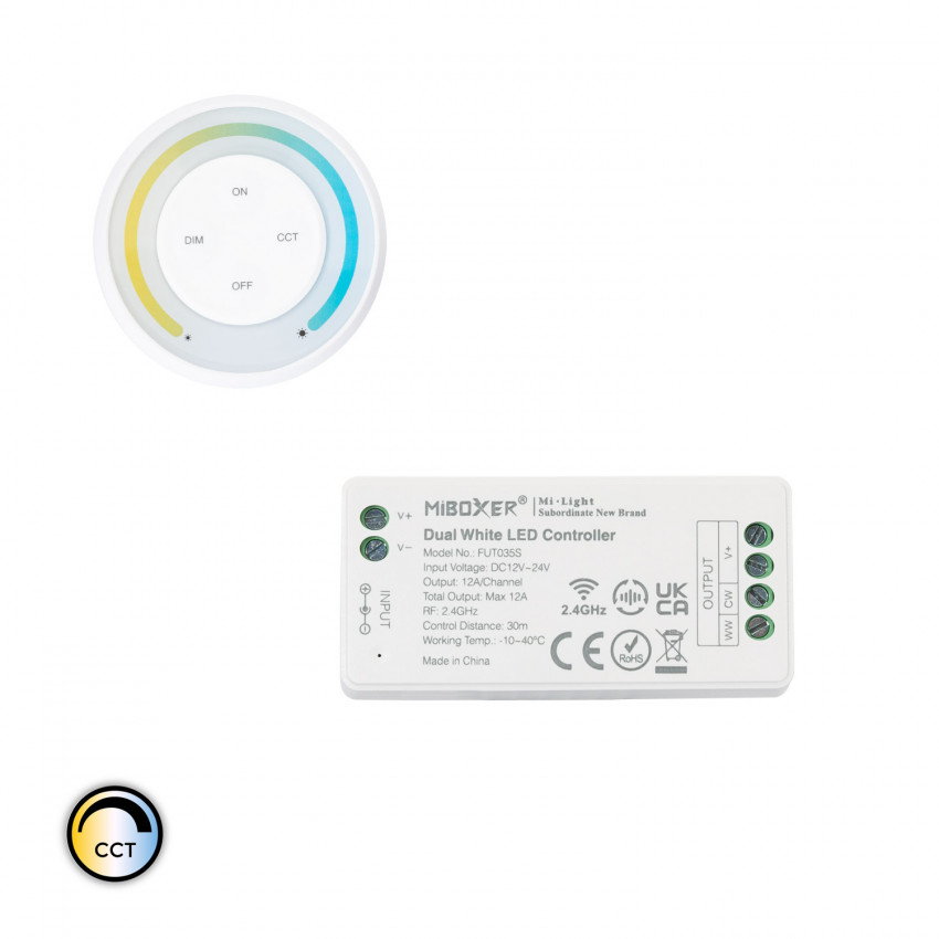 Contrôleur Variateur CCT 12/24V DC + Télécommande RF Sunrise MiBoxer 