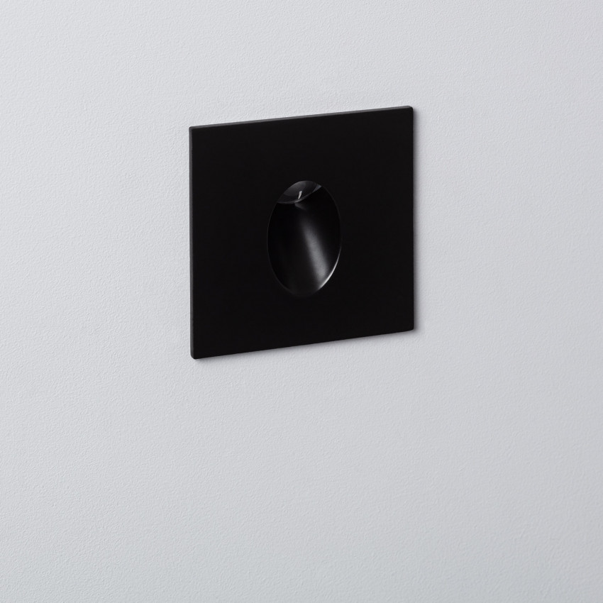 Balise LED Extérieure 1W Encastrable au Mur Carrée Adam Noire 