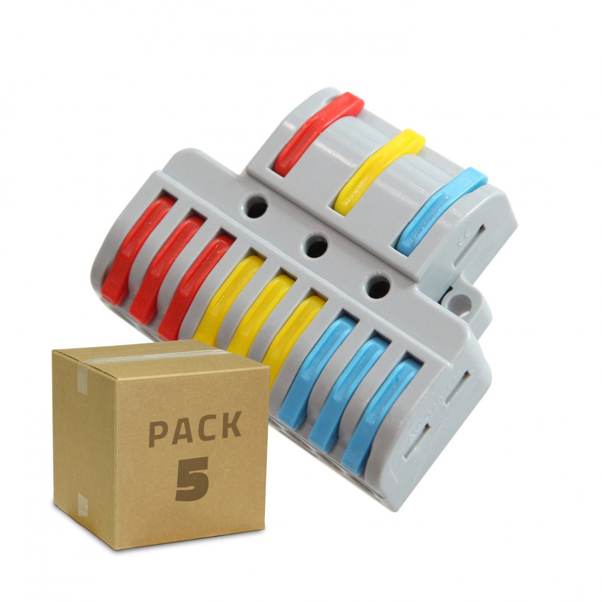 Pack 5 Connecteurs Rapides 9 Entrées et 3 Sorties SPL-93 pour Câble Électrique de 0.08-4mm² 