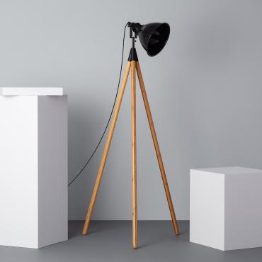 Lampadaire Bois et Métal Samaki Noir