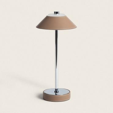 Lampe à Poser LED 3W Portable Cuir et Métal avec Batterie USB Rechargeable Limer Brun