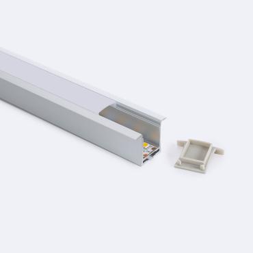 Profilé Aluminium Encastrable 2m avec Capot Continu pour Rubans LED jusqu'à 19 mm 2 m