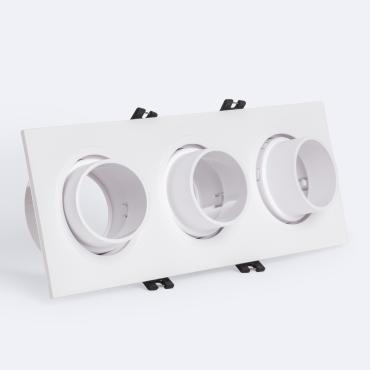 Suefix Square Low UGR Adjustable Downlight Ring for  3 GU10/GU5.3 LED Bulbs with 75x235 mm Cut Out - Black