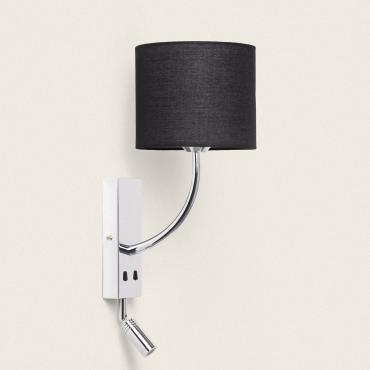 Teylo 2.5W Metal Wall Lamp with Reading Light in Silver - Black