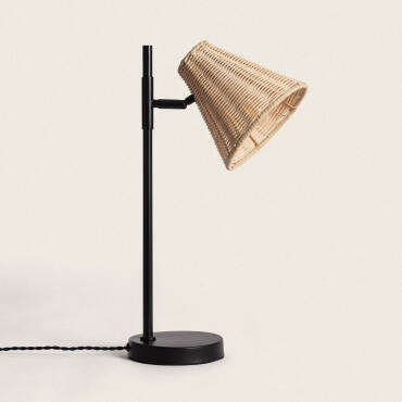 Cesto Metal & Rattan Table Lamp - Black