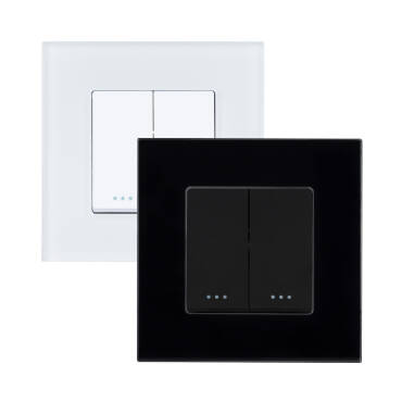 2-Gang 2-Way Switch with PC Frame Modern - Black