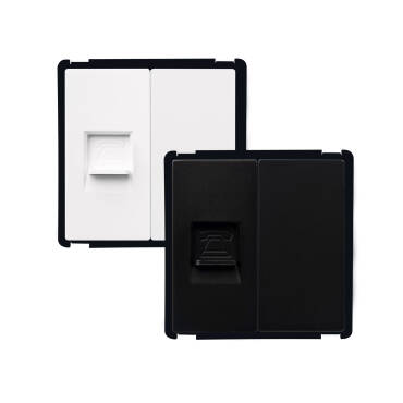 Telephone Socket + Blind Cover Plate Modern - White