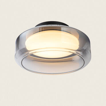 Cliffen M 18W Metal & Glass LED Ceiling Lamp - Black