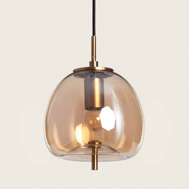 Adina Metal & Glass Pendant Lamp - Amber