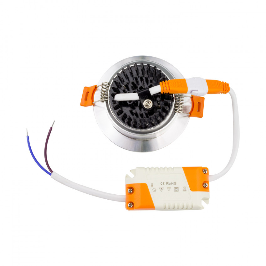 Foco LED Downlight Circular COB 12W Plata