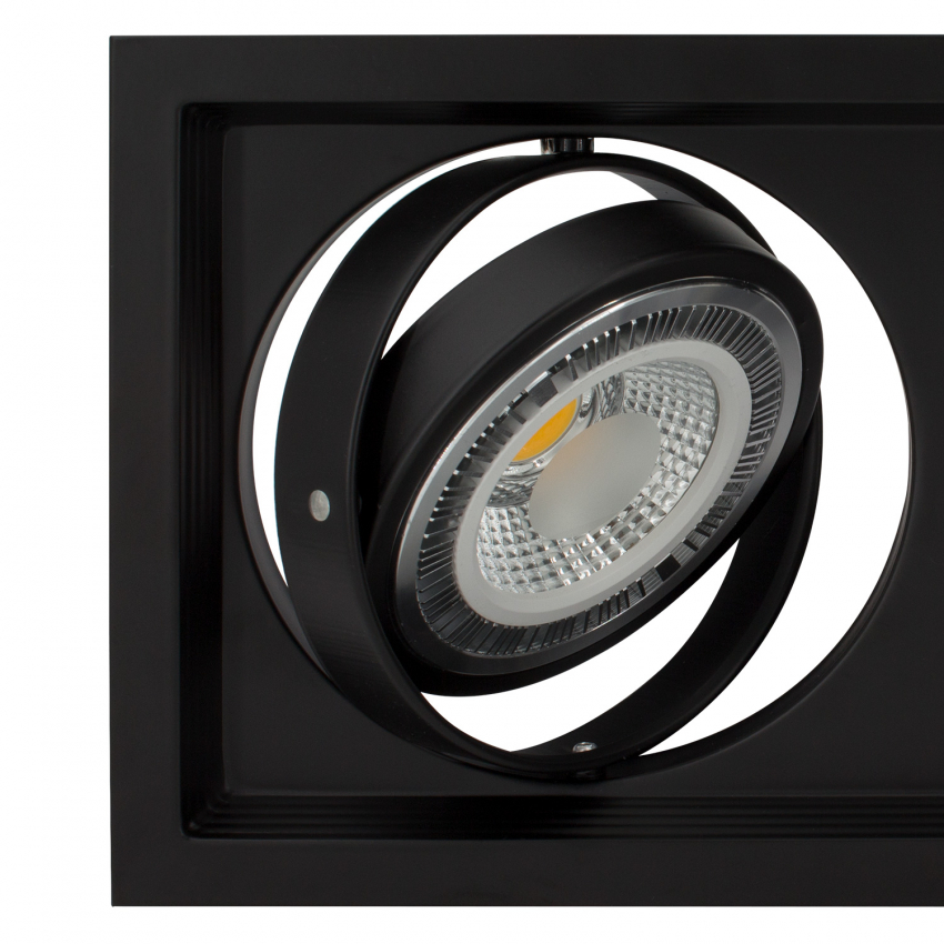 Square Tilting Halo Aluminium Downlight for 2x AR111 LED Bulbs