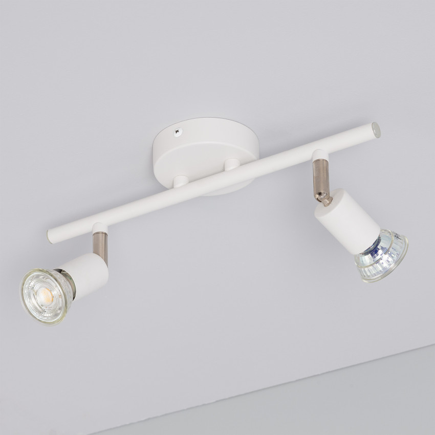 Oasis Adjustable Aluminium 2 Spotlight Ceiling Lamp in White