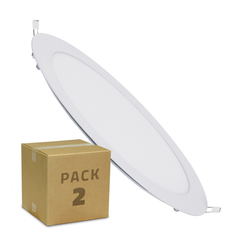Pack of 2 Round 18W LED Panels Ø 205mm Cut Out