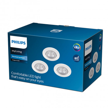 Pack of 3 4.5W PHILIPS  Taragon LED Downlight Ø 70 mm Cut-Out - Several options