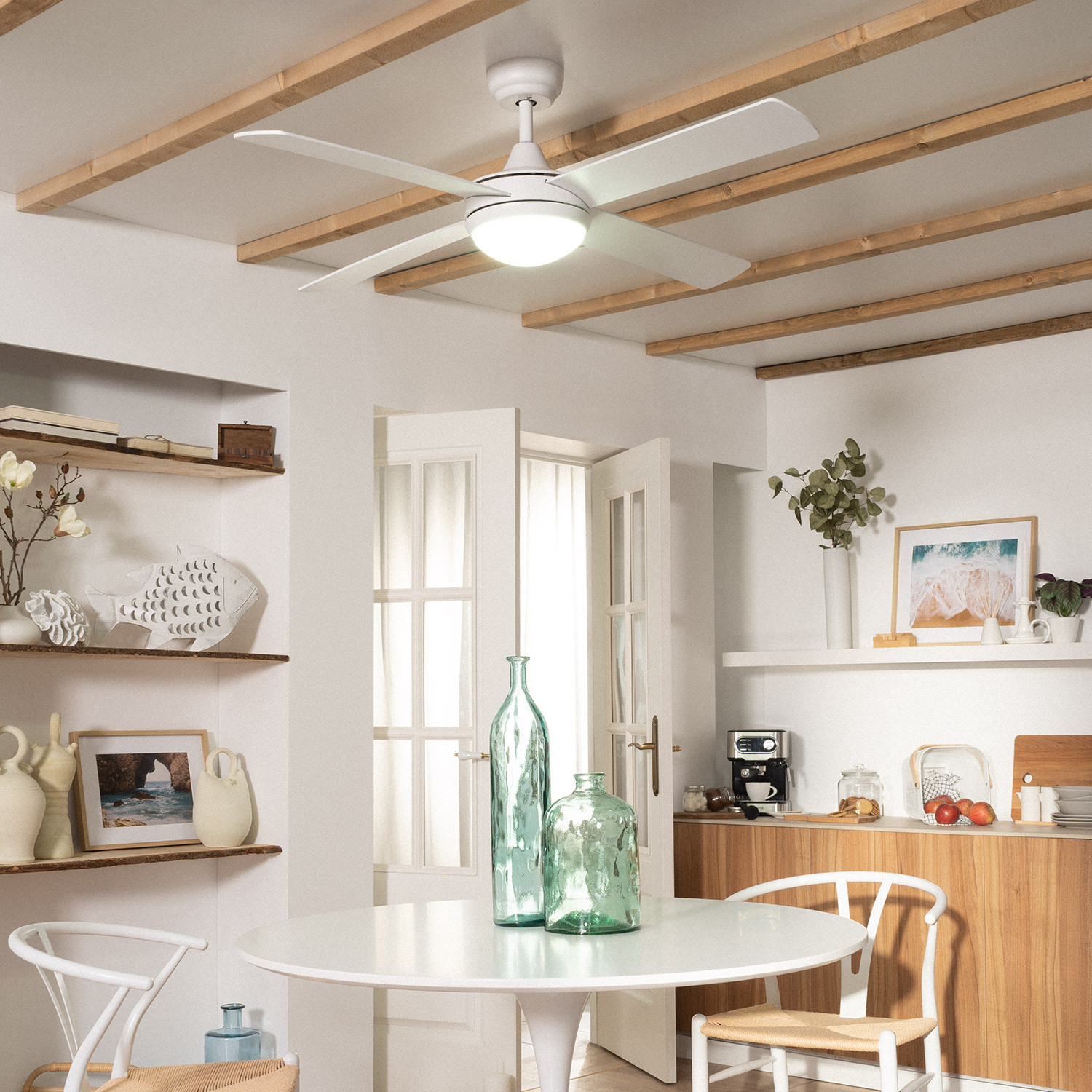 White 132cm Baffin WiFi LED Ceiling Fan 