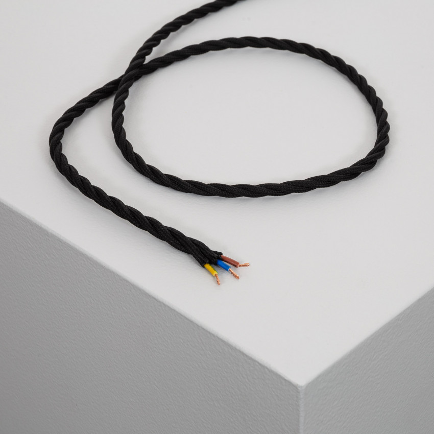 Braided Textile Electrical Cable in Black