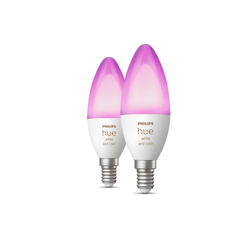 PHILIPS Hue Pack of 2 White E14 2x4W LED Lightbulbs