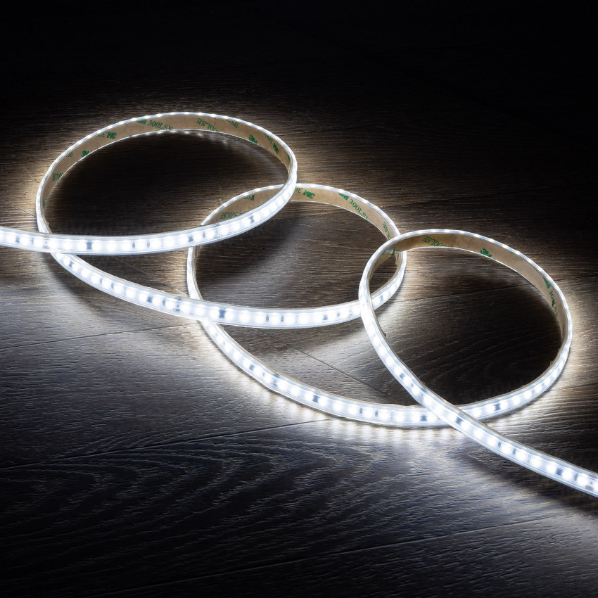 220V AC 120 LED/m High Lumen Cool White IP65 Dimmable 12mm Wide LED Strip Autorectified Custom Cut every 10 cm