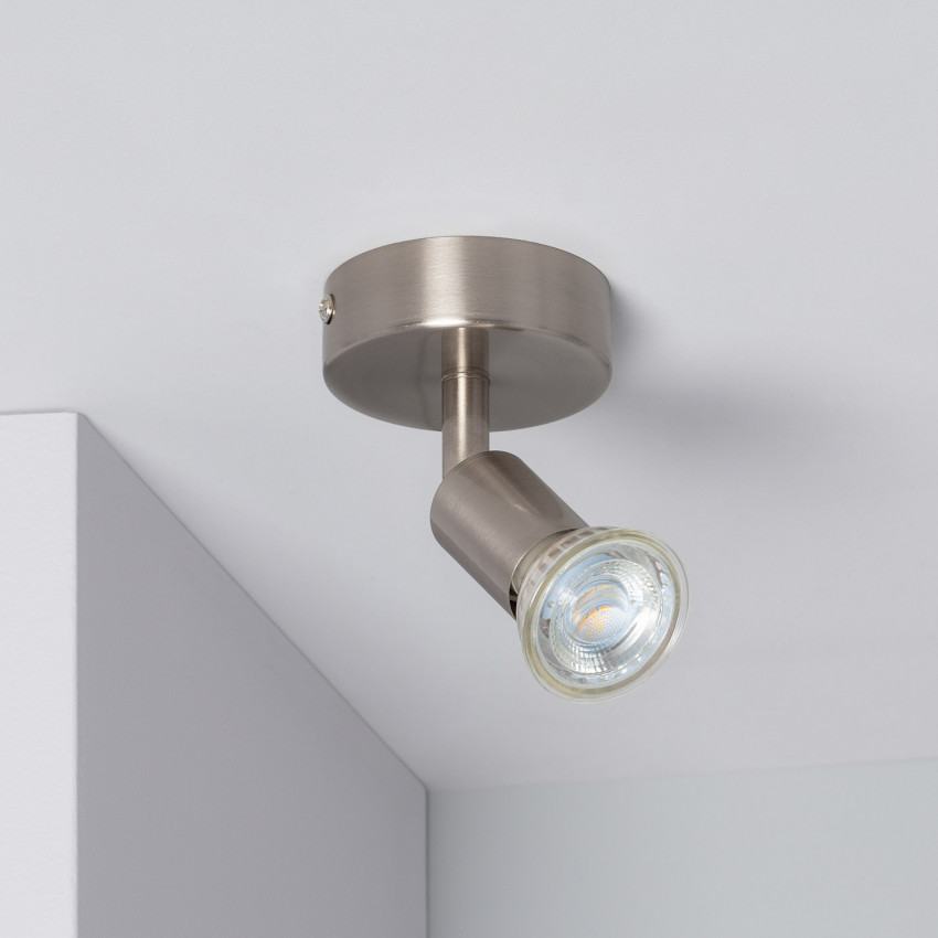 Oasis Adjustable Aluminium 1 Spotlight Ceiling Lamp in Silver