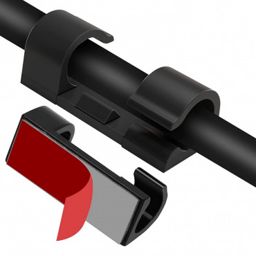 Pack 20 Self-adhesive Clip Organiser For Cable Ø 8mm - Black