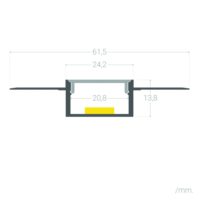 Perfil de Aluminio Empotrado en Escayola para Doble Tira LED a medida