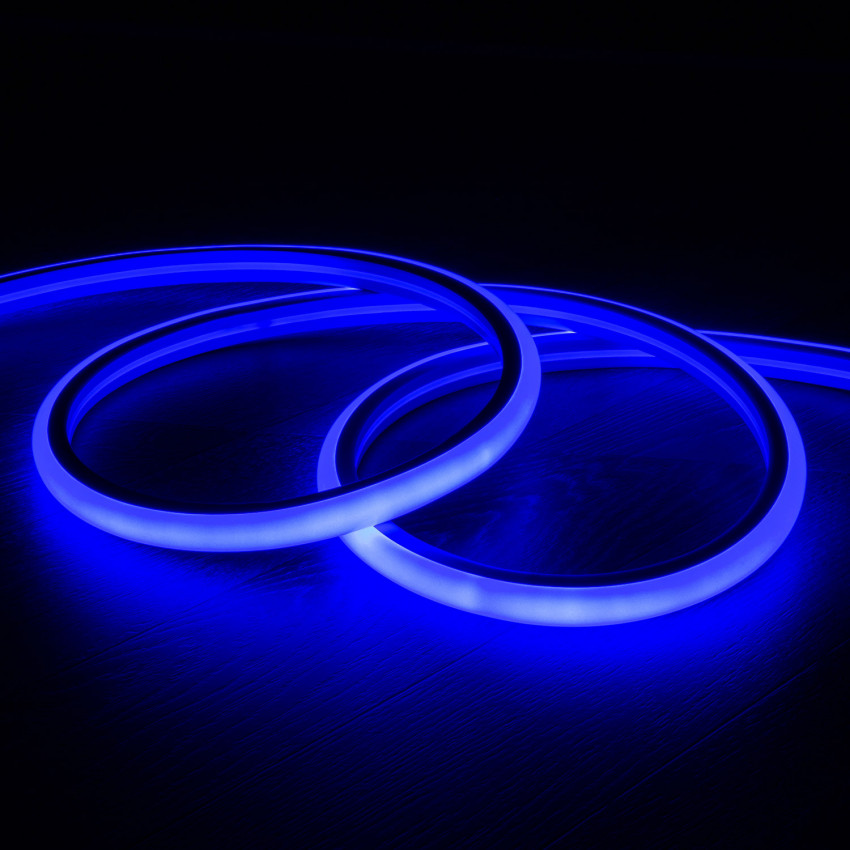 220V AC Dimmable 7.5 W/m Semicircular Neon LED Strip 120 LED/m in Blue IP67 Custom Cut every 100cm