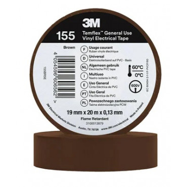 Temflex 155 PVC Duct Tape 19mm x 20m 3M 7100184744 - Brown