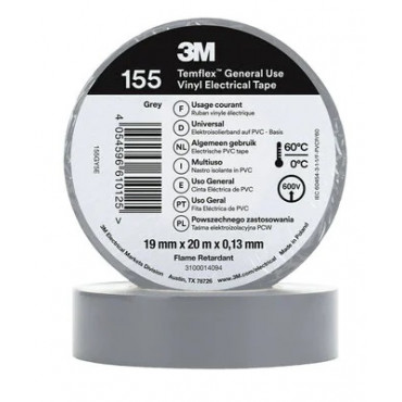 Temflex 155 PVC Duct Tape 19mm x 20m 3M 7100184744 - Grey