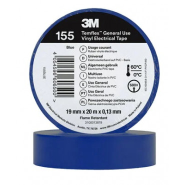 Temflex 155 PVC Duct Tape 19mm x 20m 3M 7100184744 - Blue