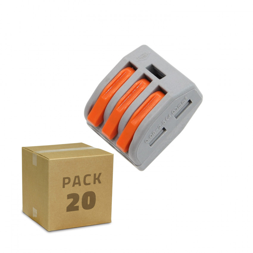 Pack 20 Quick Connectors 3 Inlets PCT-213 for Electrical Cable 0.08-4mm².