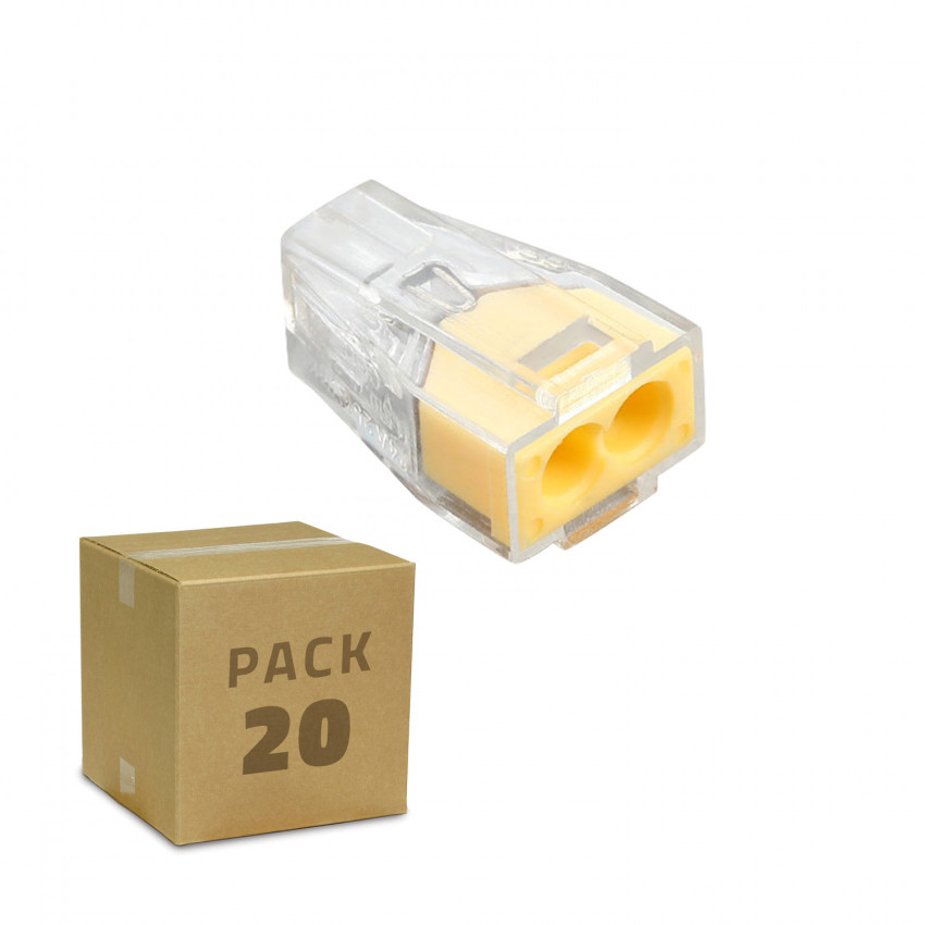 Pack of 20 Quick Connectors with 2 Inputs 0.75-2.5 mm² 