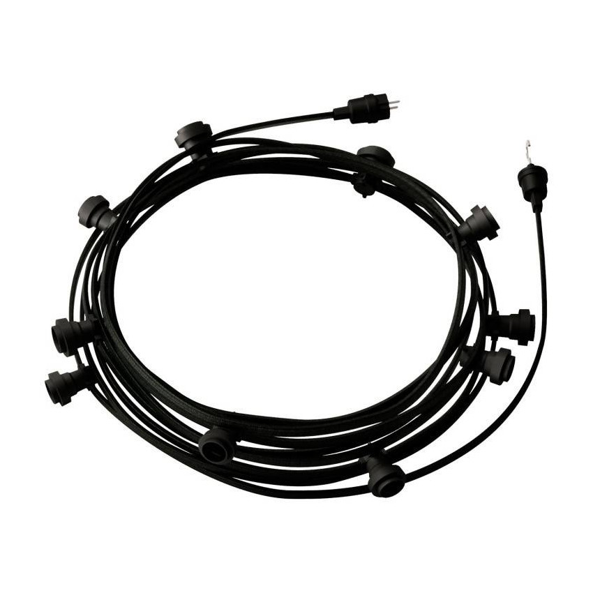 12.5m Lumet System Outdoor Garland with 10 E27 Lampholders in Black Creative-Cables CATE27N125 