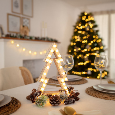 Gaspar Wooden LED Christmas Tree with Battery ILUZZIA
